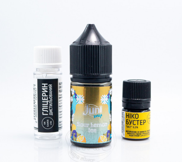 Жидкость Juni Mix Salt Sour Lemon Ice 30ml 50mg со вкусом лимона с холодком (набор компонентов)ї