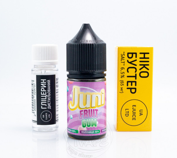 Рідина Juni Salt Fruit Gum 30ml 50mg зі смаком фруктової жуйки (набір компонентів)