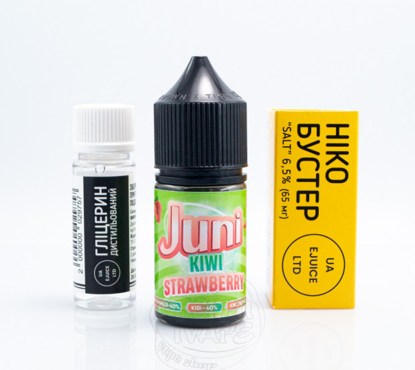 Рідина Juni Salt Kiwi Strawberry 30ml 50mg зі смаком полуниці з ківі (набір компонентів)
