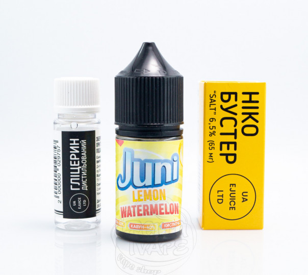 Рідина Juni Salt Watermelon Lemon 30ml 65mg зі смаком кавуна та лимона (набір компонентів)