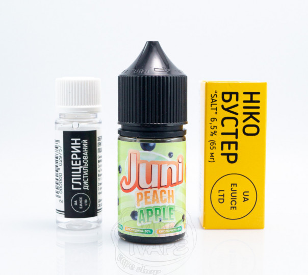 Рідина Juni Salt Peach Apple 30ml 65mg зі смаком персика і яблука (набір компонентів)
