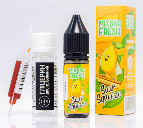 Рідина Mix Bar Fresh Salt Sour Squeeze 15ml 50mg зі смаком лимону та лайму (набір компонентів)