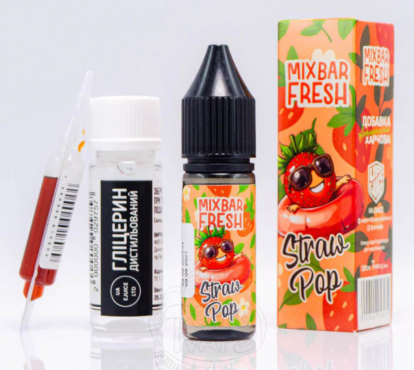 Жидкость Mix Bar Fresh Salt Straw Pop 15ml 50mg со вкусом клубники с холодком (набор компонентов)