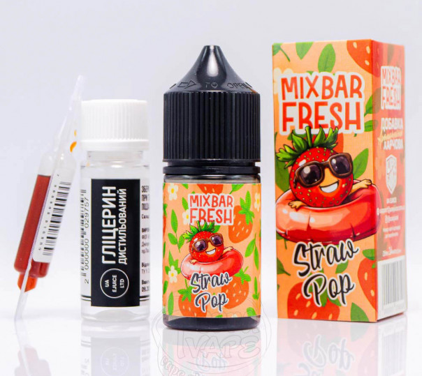 Рідина Mix Bar Fresh Salt Straw Pop 30ml 50mg зі смаком полуниці (набір компонентів)