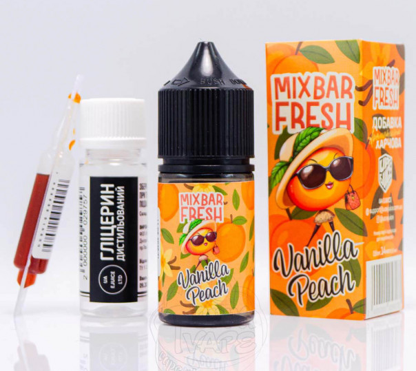 Рідина Mix Bar Fresh Salt Vanilla Peach 30ml 50mg зі смаком персику та ванілі (набір компонентів)