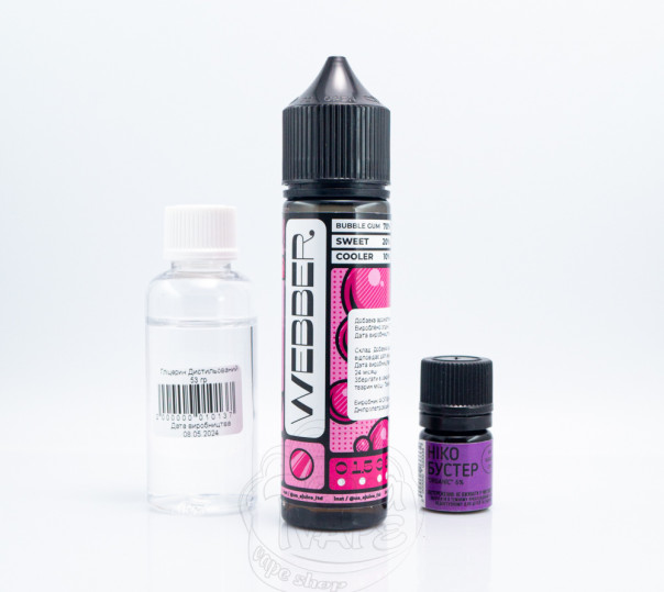 Рідина Webber Organic Bubble Gum 60ml 6mg зі смаком жуйки (набір компонентів)