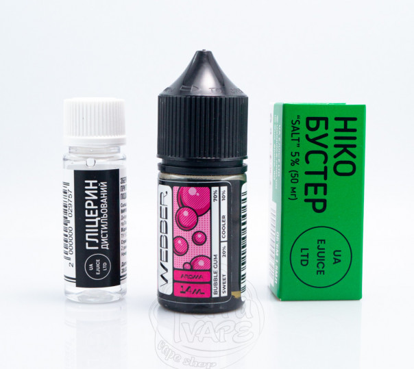 Рідина Webber Salt Bubble Gum 30ml 0mg зі смаком жуйки (набір компонентів)