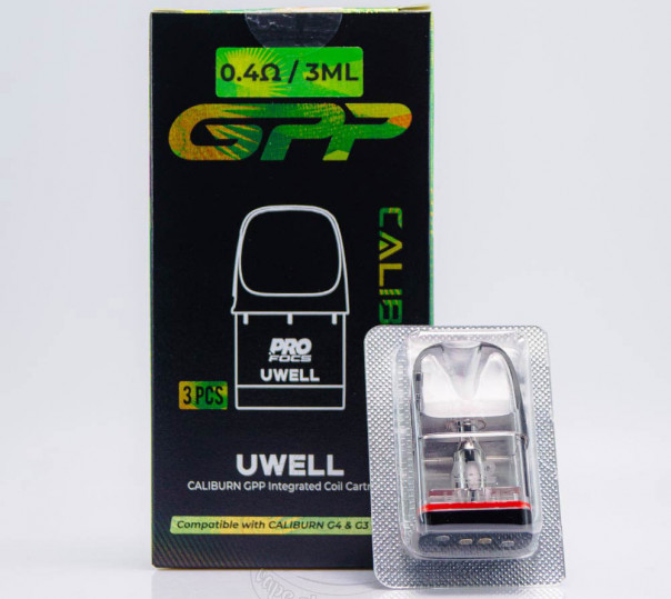 Картридж Uwell GPP Pod Cartridge 3ml 0.4Ом для многоразовой POD системы Caliburn G4, G4 Mini, G4 Pro, G3, GK3, G3 ECO, G3 Lite, G3 Pro, GK3 Pro, G4, G4 Pro, G4 Mini
