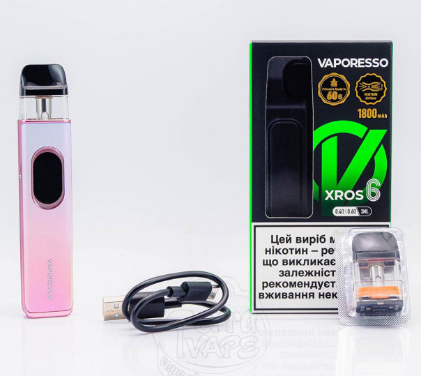 Vaporesso Xros 6 Pod Kit 1800mAh Cosmic Black Багаторазова POD система Vaporesso Xros 6 Pod Kit 1800mAh Cosmic Black Багаторазова POD система