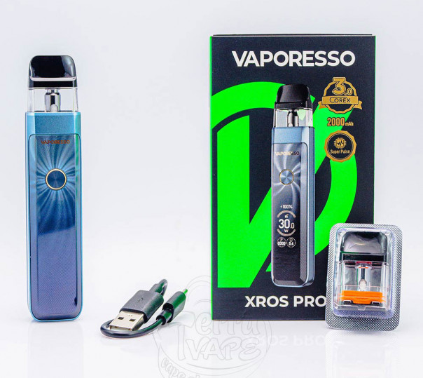 Vaporesso XROS PRO 2 Pod System Kit 2000mAh Sunlight Blue Багаторазова POD система Vaporesso XROS PRO 2 Pod System Kit 2000mAh Sunlight Blue Багаторазова POD система