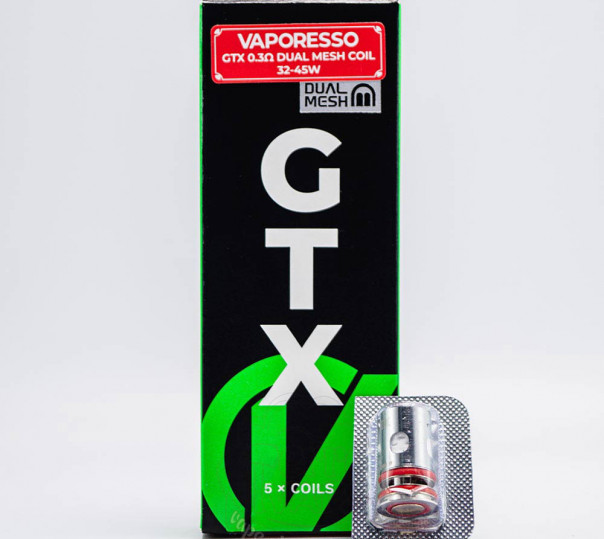 Испаритель Vaporesso GTX Coil 0.3 Ом (DUAL Mesh) для Luxe X/XR/XR MAX/X Pro/X2/XR MAX 2, Armour G/GS, SWAG PX80, GTX Go 80/40, Luxe 80 и других