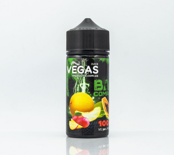 Рідина Vegas Max Organic Bad Company 100ml 1.5mg на органічному нікотині зі смаком дині, манго і папайї