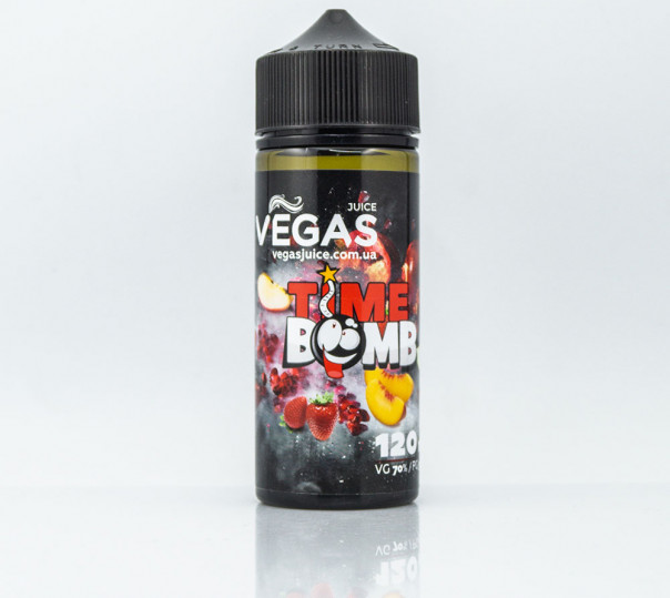 Рідина Vegas Max Organic Time Bomb 100ml 3mg на органічному нікотині зі смаком персика, полуниці та яблука
