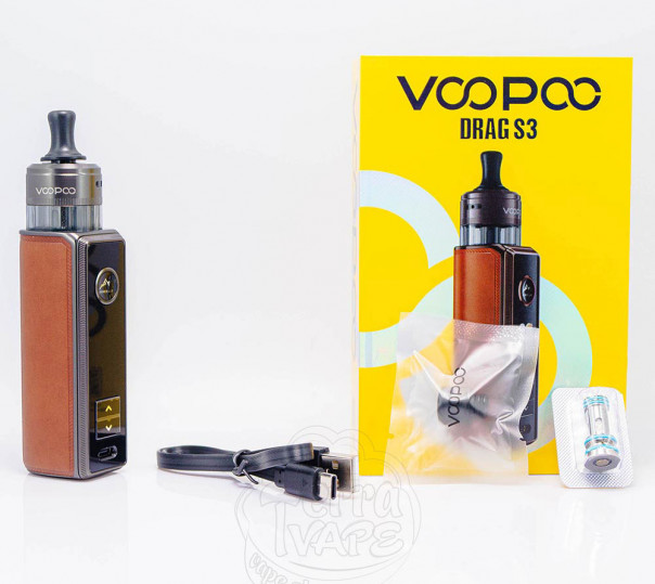 Voopoo Drag S3 60W Pod Mod Kit 3000mAh Brown з картриджем PnP X MTL Pod 5ml Електронна сигарета POD MOD Voopoo Drag S3 60W Pod Mod Kit 3000mAh Brown з картриджем PnP X MTL Pod 5ml Електронна сигарета POD MOD