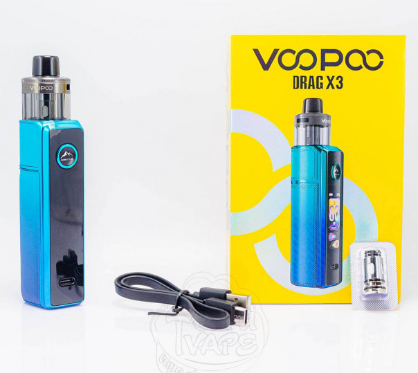 Voopoo Drag X3 80W Pod Mod Kit Sky Blue з картриджем PnP X DTL Pod 5ml Електронна сигарета POD MOD Voopoo Drag X3 80W Pod Mod Kit Sky Blue з картриджем PnP X DTL Pod 5ml Електронна сигарета POD MOD