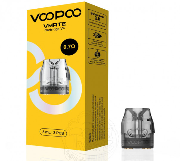 Картридж Voopoo Vmate v4 Pod Cartridge 3ml 0.7 Ом для багаторазової POD системи VMate Mini, Max/2, Pro 2 / Power Edition, E2, i2 Kit 3ml