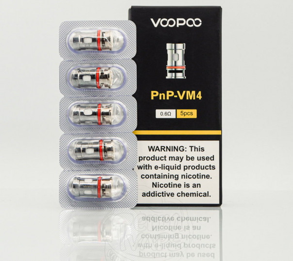 Испаритель VooPoo PnP Coil VM4 0.6 Ом для Drag E60/H40/H80S/S/X, Argus Pro/X/GT/Mod, Vinci 2/3/X/X2/Air, Uforce-L Tank и др