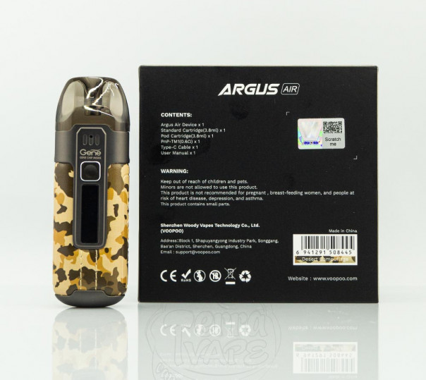 VooPoo Argus Air Pod Kit 25W 900mAh Багаторазова POD система VooPoo Argus Air Pod Kit 25W 900mAh Багаторазова POD система