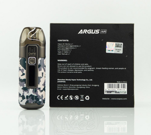VooPoo Argus Air Pod Kit 25W 900mAh Багаторазова POD система VooPoo Argus Air Pod Kit 25W 900mAh Багаторазова POD система