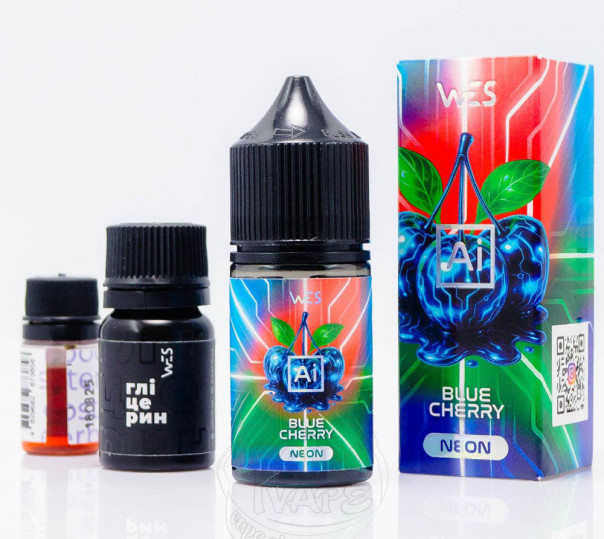 Рідина WES AI Neon Salt Blue Cherry 30ml 65mg зі смаком синьої вишні (набір компонентів)
