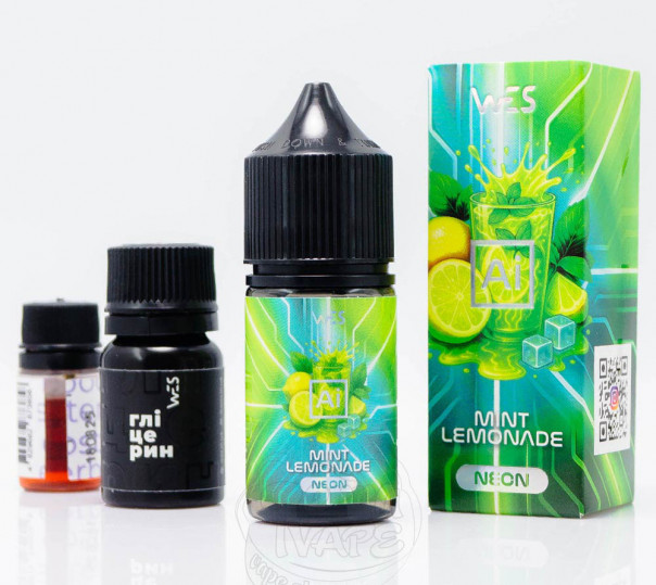 Жидкость WES AI Neon Salt Mint Lemonade 30ml 50mg со вкусом мятного лимонада (набор компонентов)