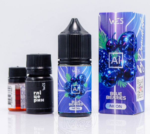 Рідина WES AI Neon Salt Blue Berries 30ml 65mg зі смаком синіх ягід (набір компонентів)