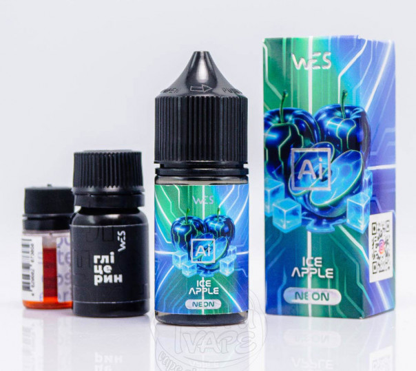 Жидкость WES AI Neon Salt Ice Apple 30ml 50mg со вкусом зеленого яблока с холодком (набор компонентов)