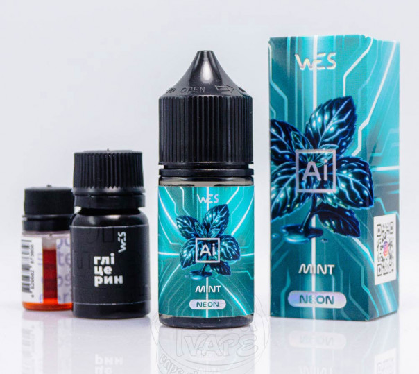Рідина WES AI Neon Salt Mint 30ml 65mg зі смаком м'яти (набір компонентів)