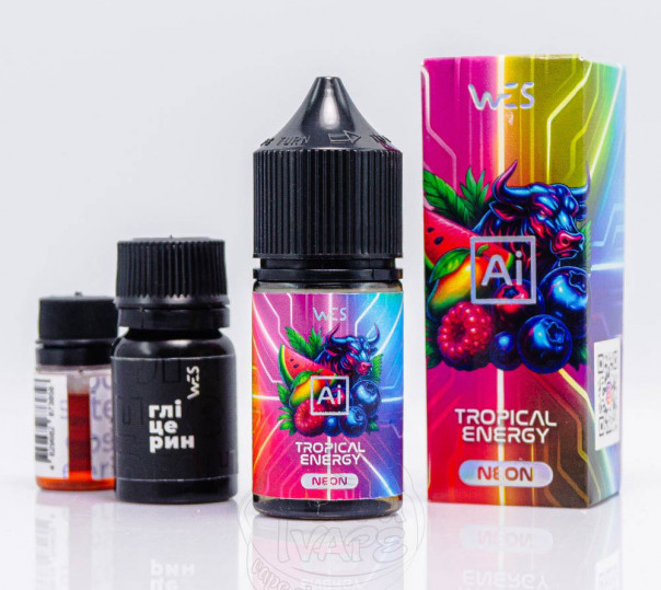 Жидкость WES AI Neon Salt Tropical Energy 30ml 50mg со вкусом энергетика и тропических фруктов (набор компонентов)