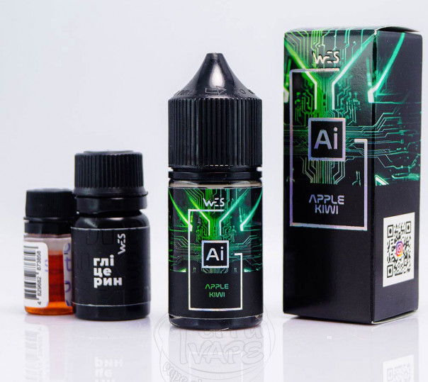 Рідина WES AI Salt Apple Kiwi 30ml 65mg зі смаком зеленого яблука і ківі (набір компонентів)