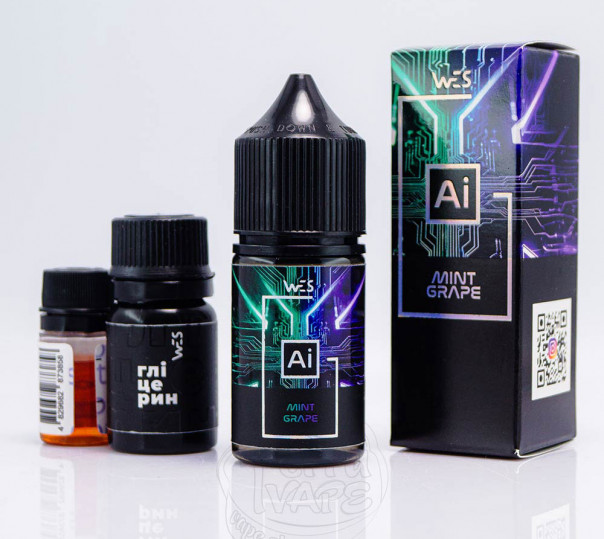 Рідина WES AI Salt Mint Grape 30ml 50mg зі смаком червоного винограду і м'яти (набір компонентів)