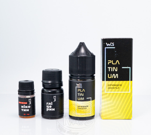 Рідина WES Platinum Salt Pineapple Coconut 30ml 50mg зі смаком ананасу та кокосу (набір компонентів)