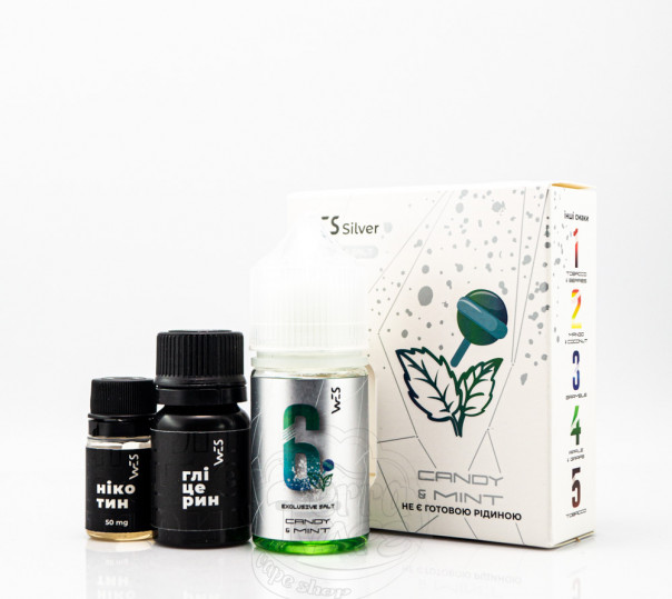 Рідина WES Silver Salt #6 Mint Candy 30ml 50mg зі смаком м'ятної цукерки (набір компонентів) Рідина WES Silver Salt #6 Mint Candy 30ml 50mg зі смаком м'ятної цукерки (набір компонентів)