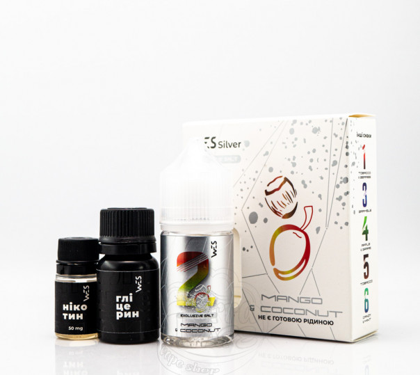 Жидкость WES Silver Salt #2 Mango&Coconut 30ml 50mg со вкусом манго и кокоса (набор компонентов) Жидкость WES Silver Salt #2 Mango&Coconut 30ml 50mg со вкусом манго и кокоса (набор компонентов)