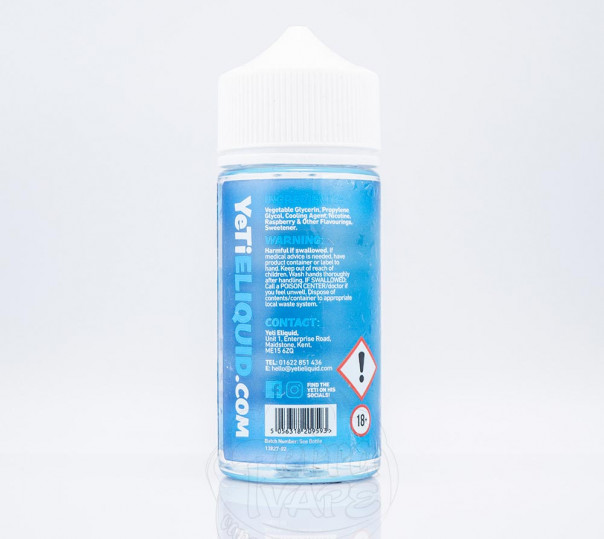 Жидкость Yeti Organic Blue Raspberry 100ml 3mg на органическом никотине со вкусом голубой малины Жидкость Yeti Organic Blue Raspberry 100ml 3mg на органическом никотине со вкусом голубой малины