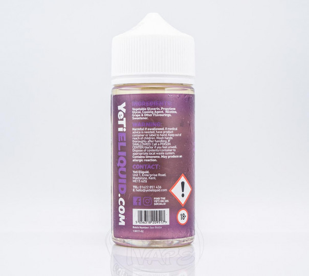 Жидкость Yeti Organic Grape 100ml 3mg на органическом никотине со вкусом винограда Жидкость Yeti Organic Grape 100ml 3mg на органическом никотине со вкусом винограда