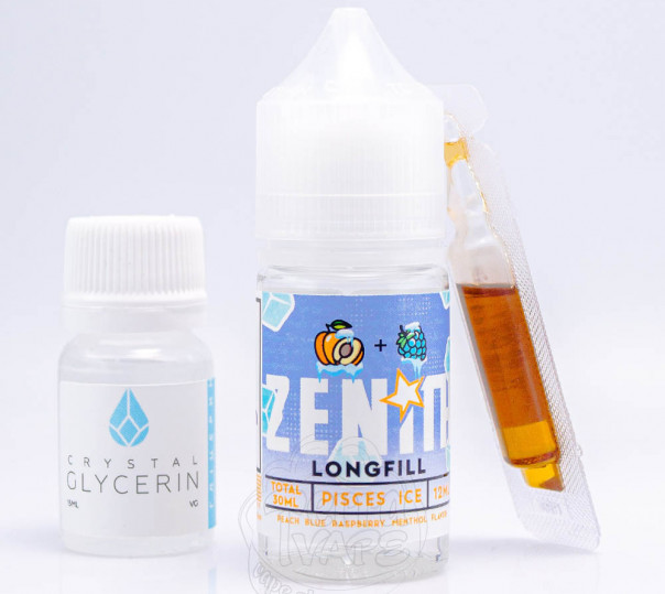 Жидкость Zenith Salt Pisces Ice 30ml 50mg со вкусом персика с синей малиной и холодком (набор компонентов)