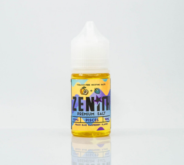 Рідина Zenith Salt Pisces 30ml 25mg на сольовому нікотині зі смаком персика з синьою малиною
