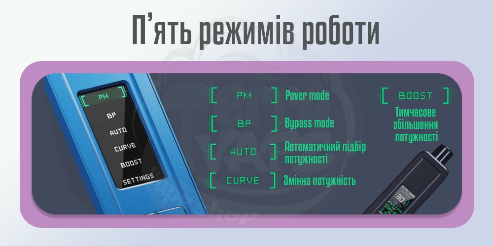 Режими роботи DotMod x BP Mods dotAMP AIO Kit