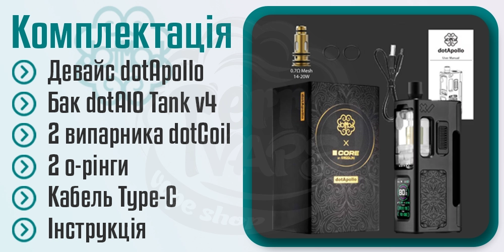 Комплектація пристрою dotApollo AIO Kit