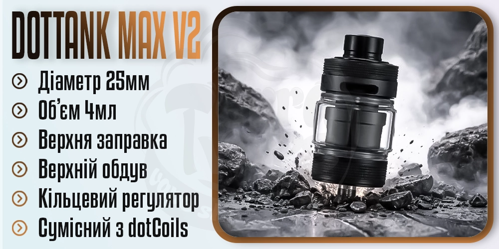 Основні параметри бака dotMod dotTank Max v2 25mm