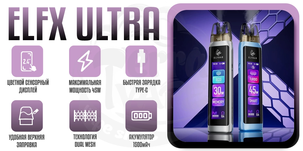 Основные характеристики Elf Bar ELFX ULTRA Pod Kit