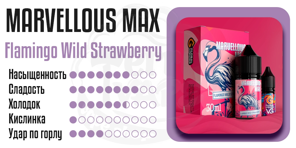 Характеристики вкуса Marvellous Max Organic Flamingo Wild Strawberry 60ml 3mg