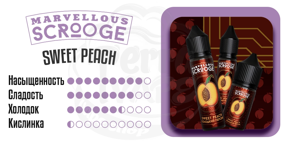 Характеристики вкуса Marvellous Scrooge Salt Sweet Peach 15ml