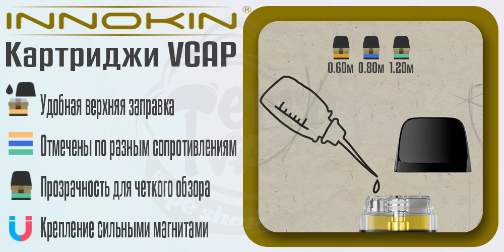 Параметры картриджа nnokin VCAP Pod Cartridge 2ml