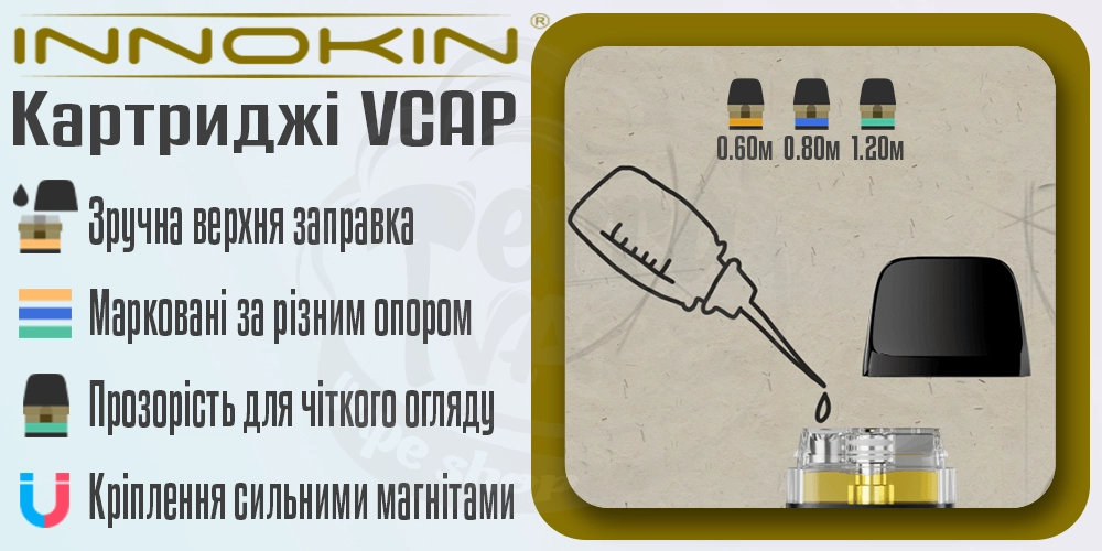 Параметри картриджа Innokin VCAP Pod Cartridge 2ml