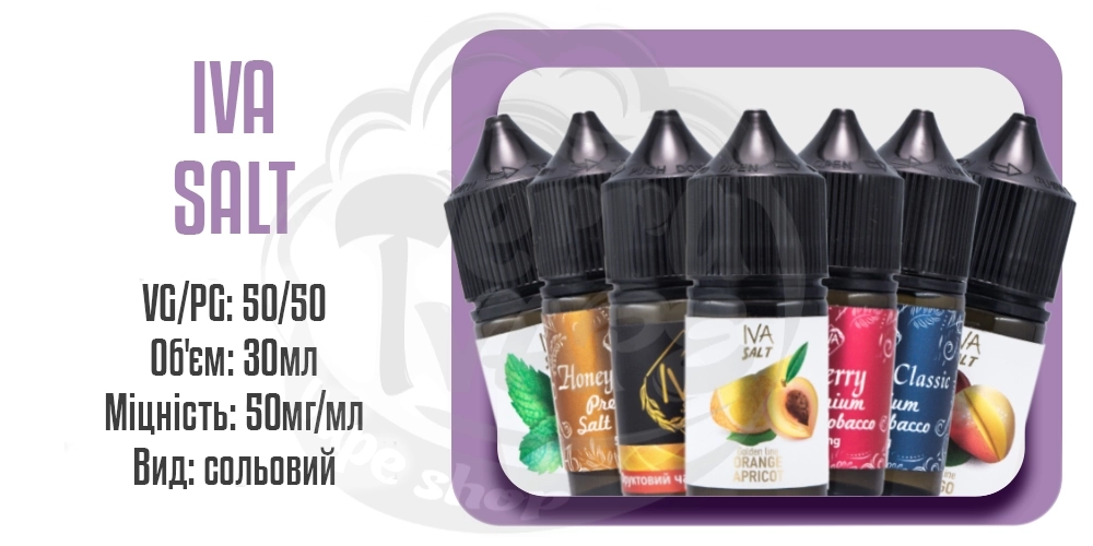 Парамтери наборів рідин Iva Salt 30ml