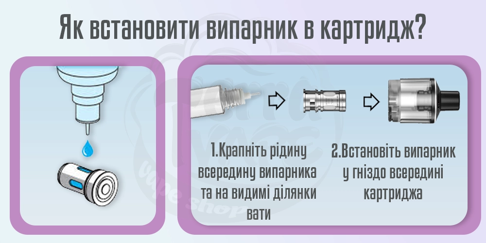Інструкція як вставити випарник в картридж Lost Vape
