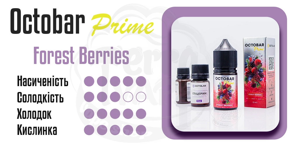 Параметри рідини Octobar Prime Salt Forest Berries 30ml 50mg