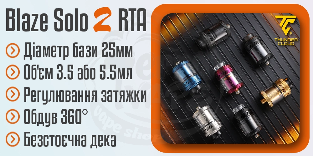 Параметри ThunderCloud Blaze Solo 2 RTA
